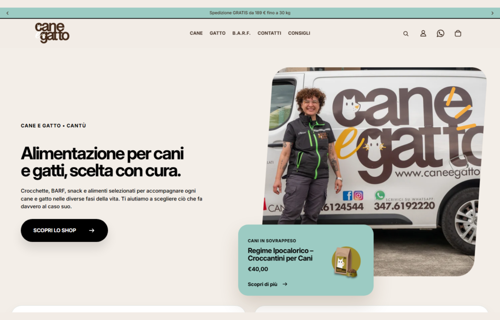 Sviluppo e-commerce Shopify per Cane e Gatto